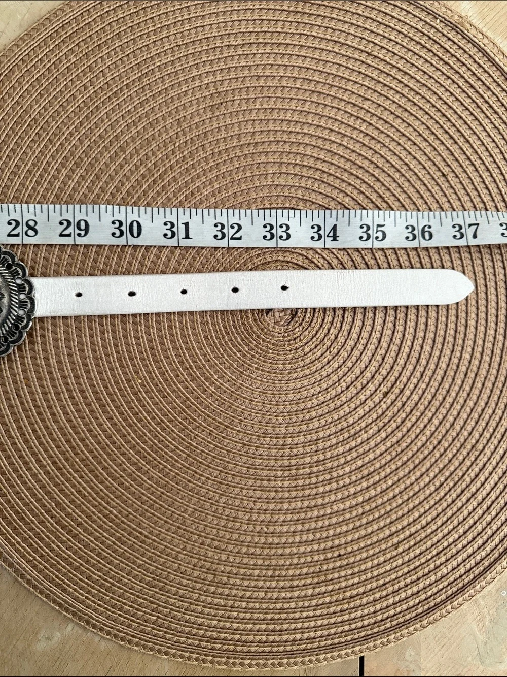 Polo by Ralph Lauren White Leather Belt with Silver Concho Medallions SRP$ 598